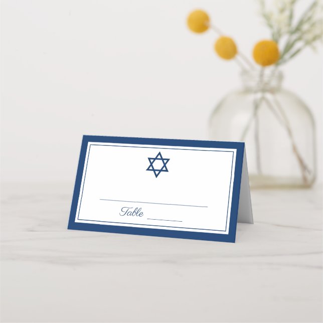 Carte De Placement Elégante carte de place Navy Blue Bar Mitzvah (Devant)