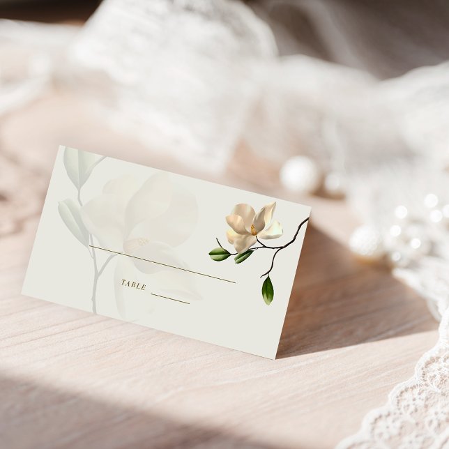 Carte De Placement Elégante carte de place pliée Magnolia blanche ori (Elegant Oriental White Magnolia Folded Place Card)