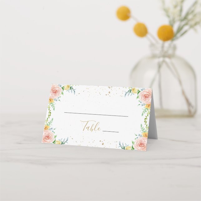 Carte De Placement Elégante carte Floral et Gold Place (Devant)