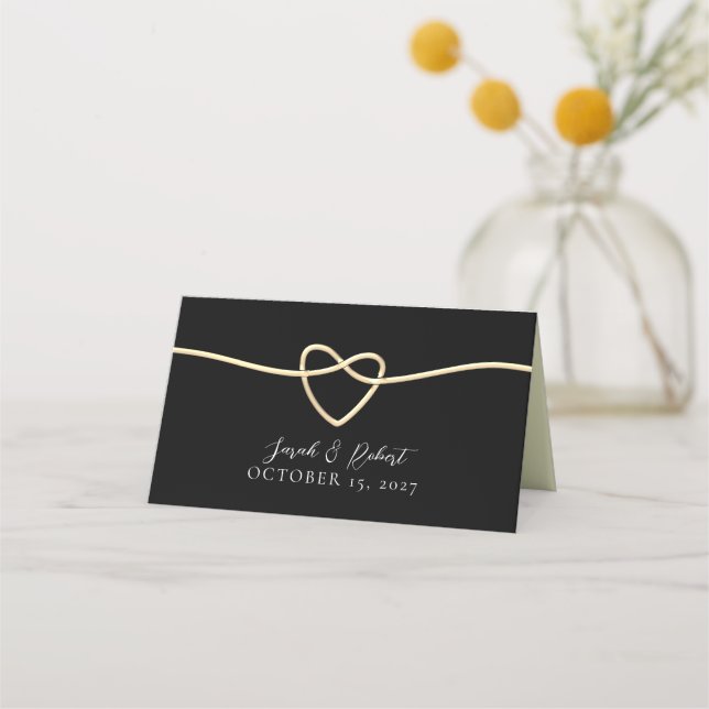 Carte De Placement Elégante carte Mariage Black Gold (Dos)