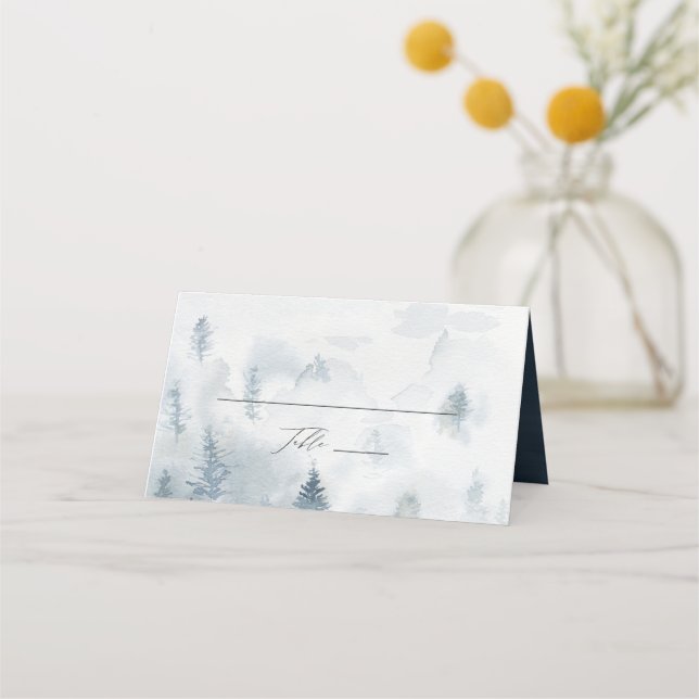 Carte De Placement Elégante carte Mariage de forêt d'hiver (Devant)