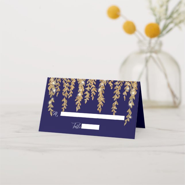 Carte De Placement Elégante Carte Place Twinkle Lights Gold Willow Le (Devant)