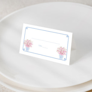Carte De Placement Élégante Chinoserie Rose Bleu Clair Dîner Dames