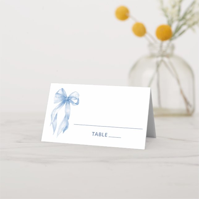Carte De Placement Elégante coquette Dusty Blue Bow (Devant)