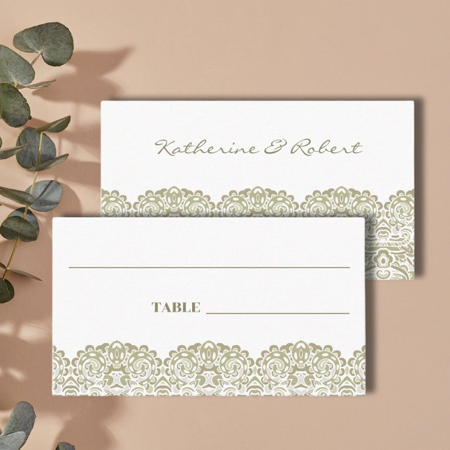 Carte De Placement Elégante dentelle beige (Créateur téléchargé)