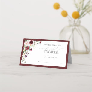Carte De Placement Elégante Fête des mariées d'aquarelle florale bord