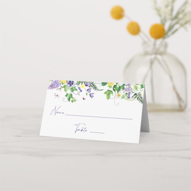 Carte De Placement Élégante Fête des mariées Fleur sauvage (Devant)