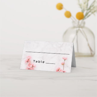 Carte De Placement Elégante mariage en marbre rose Sakura Cherry Blos