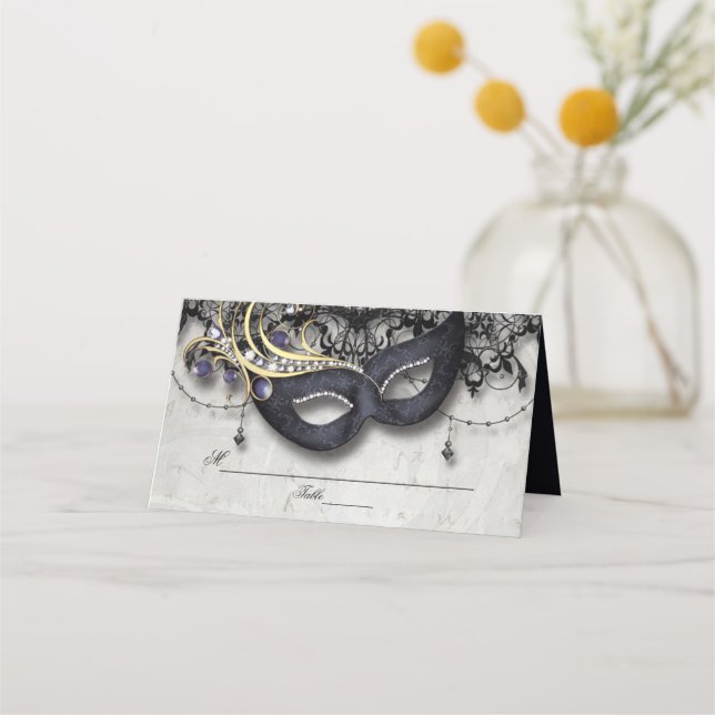 Carte De Placement Elégante Masquerade Place Card (Devant)