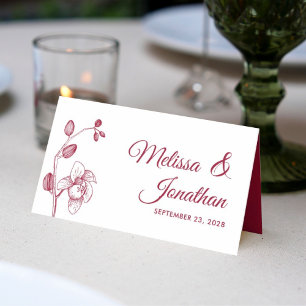 Carte De Placement Elégante orchidée simple romantique mariage floral