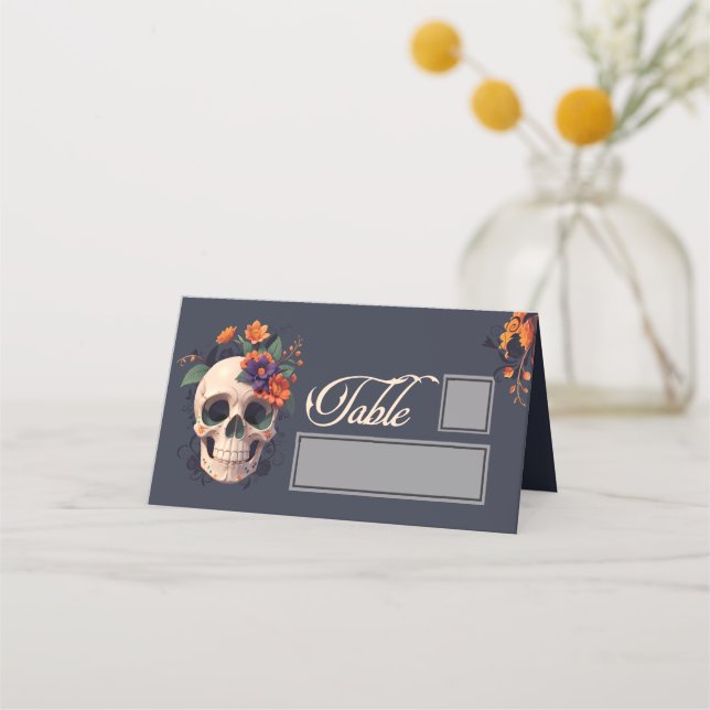 Carte De Placement Élégante table gothique florale et nom place (Devant)