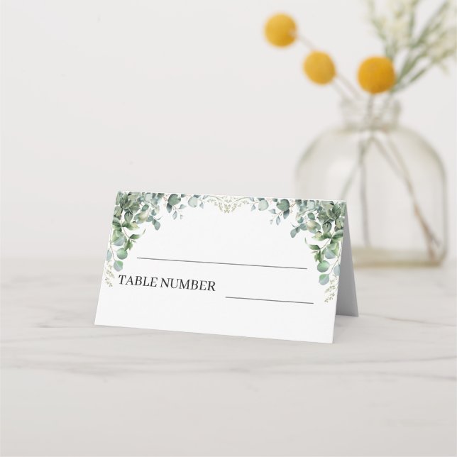 Carte De Placement Elégante verdure Eucalyptus Feuille Mariage (Devant)