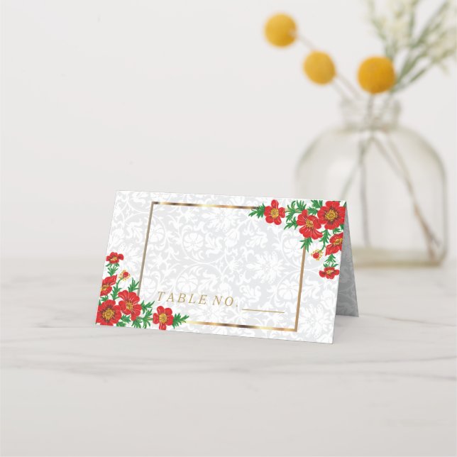 Carte De Placement Élégantes fleurs de pavot rouge (Devant)