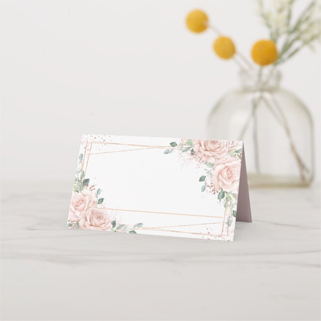 Carte De Placement Élégantes roses roses blush or rose  (Devant)