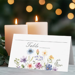 Carte De Placement Élégants fleurs sauvages aquarelle Mariage de prin