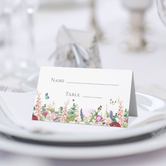 Carte De Placement Élégants papillons floraux rose violet (Créateur téléchargé)