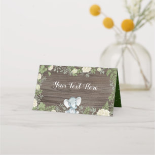 Carte De Placement Elephant bébé rustique / Jungle Safari vert