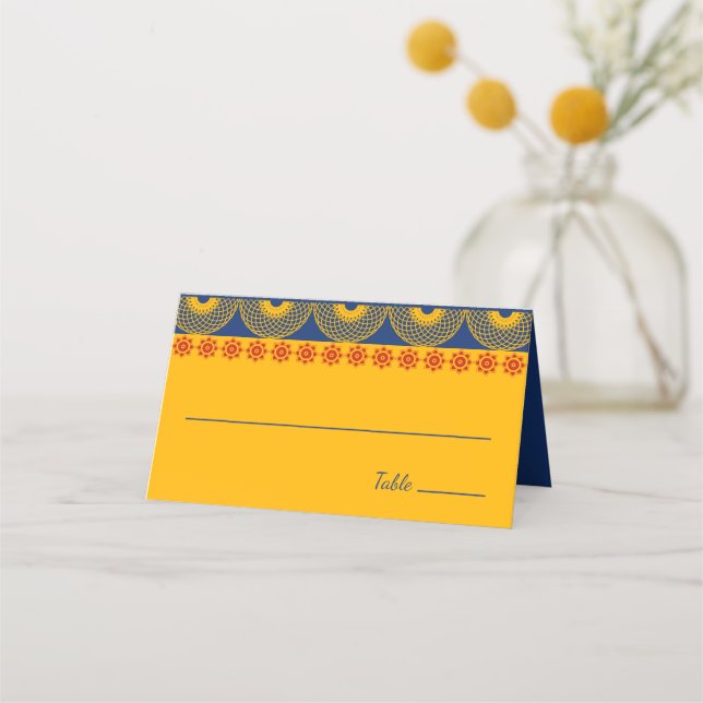 Carte De Placement Eléphants à thème indiens en Mariage bleu royal (Devant)