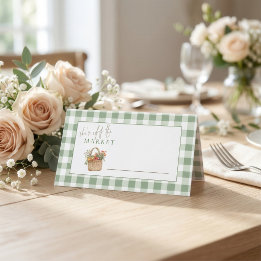 Carte De Placement Elle est hors du marché Sage Gingham Bridal Shower