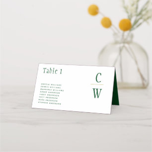 Carte De Placement Emerald Green Mariage Numéro de table Noms