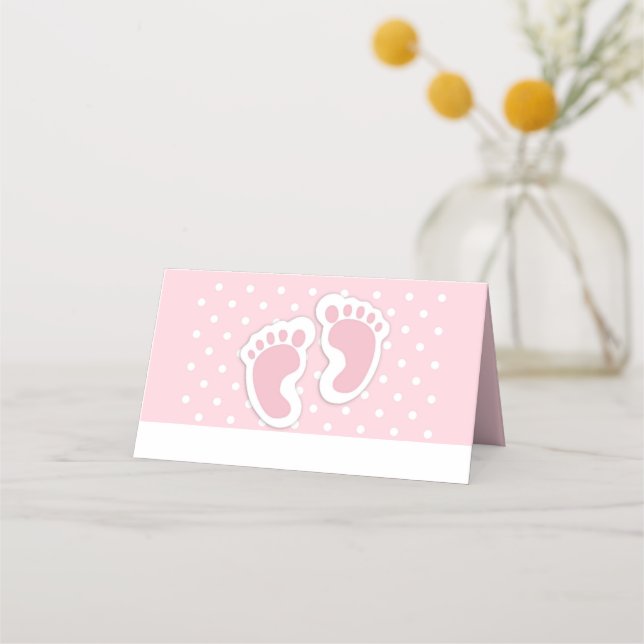 Carte De Placement Empreintes Bébé Rose Cute (Devant)