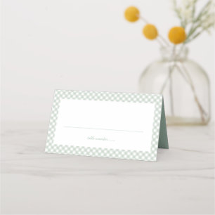 Carte De Placement En vichy vert mignon baby shower garçon simple
