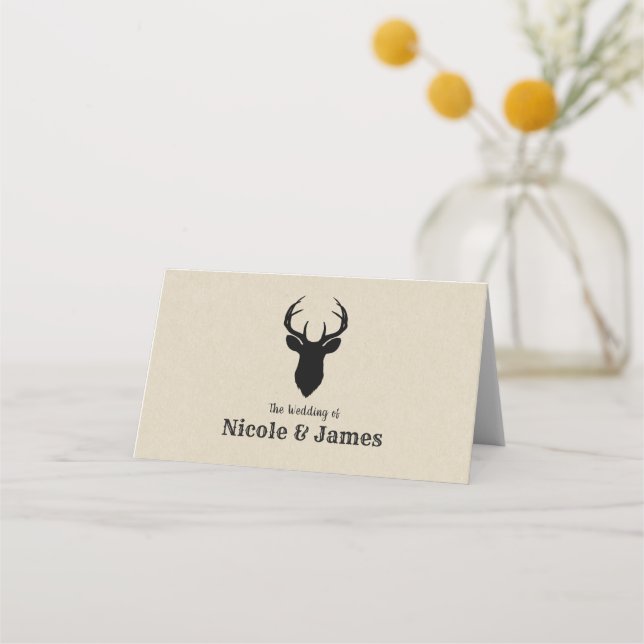 Carte De Placement Endroit de table Mariage rustique (Devant)