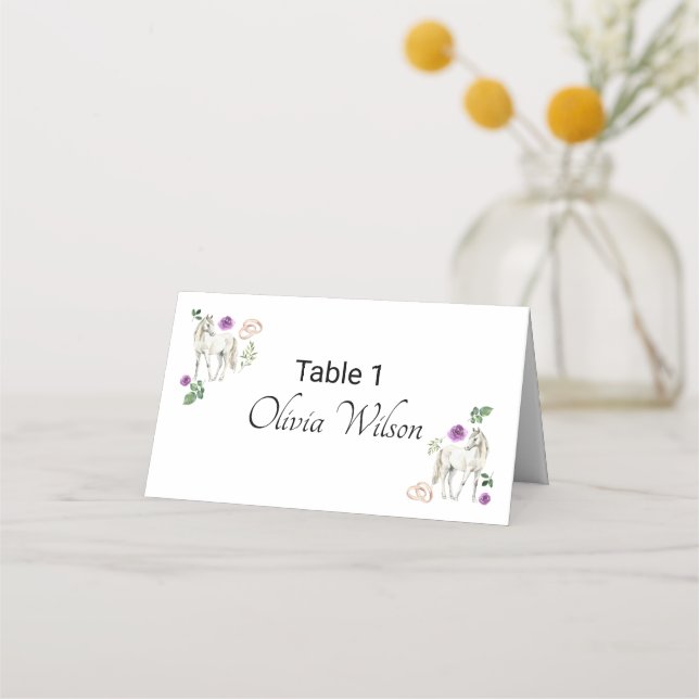 Carte De Placement Equestrian Purple Floral Rustic Wedding (Devant)