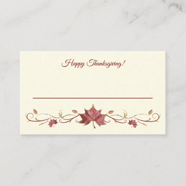 Carte De Placement Érable rouge de Thanksgiving Feuilles et tourbillo (Devant)