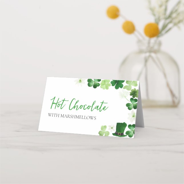 Carte De Placement étiquette de buffet vert pour la Saint-Patrick  (Devant)