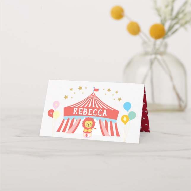 Carte De Placement Étiquette de la fête du cirque, carnaval (Devant)