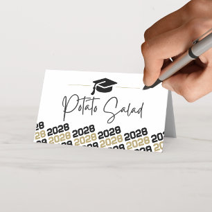 Carte De Placement Étiquette pliable de capuchon de graduation noir e