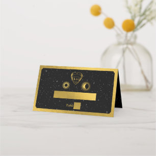 Carte De Placement Étoiles célestes Crescent Lune Mariage d'or noir