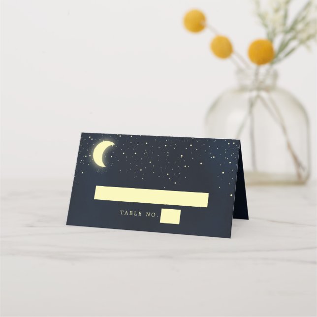 Carte De Placement Étoiles de lune céleste Marine Mariage Numéro de t (Devant)