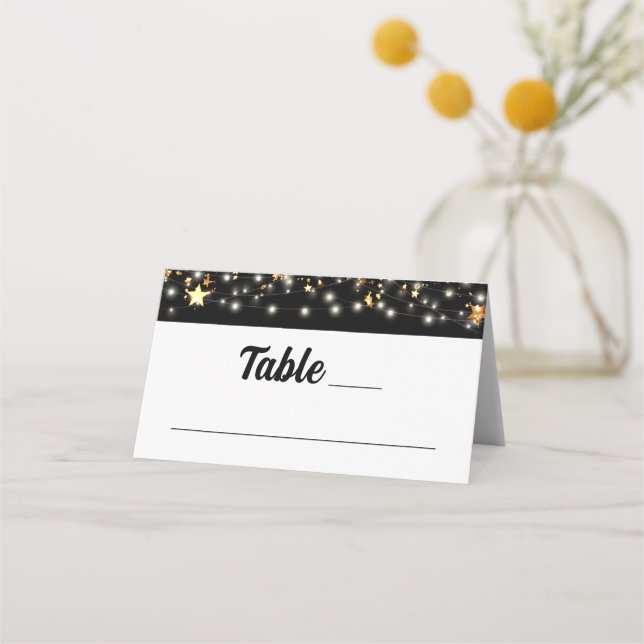 Carte De Placement Étoiles d'or noir (Devant)