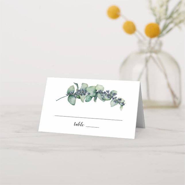 Carte De Placement Eucalyptus Berry Mariage de monogramme botanique (Devant)