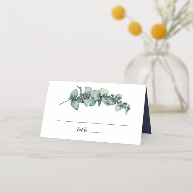 Carte De Placement Eucalyptus Berry Mariage de monogramme botanique (Devant)