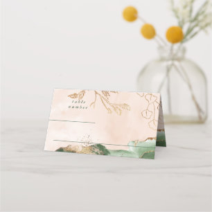 Carte De Placement Eucalyptus de la mousse d'or Aquarelle Abstraite
