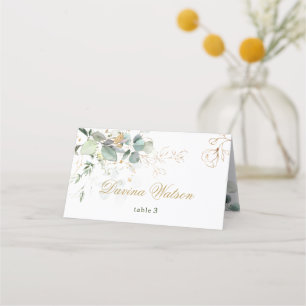Carte De Placement Eucalyptus Feuillage doré Floral Place carte