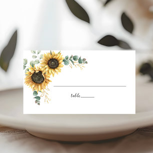Carte De Placement Eucalyptus Green Sunflower Script Mariage Table