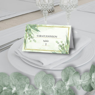 Carte De Placement Eucalyptus Mariage de feuillage vert or