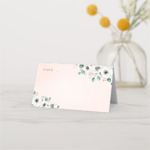 Carte De Placement Eucalyptus mariage rustique à fleurs d'anémones