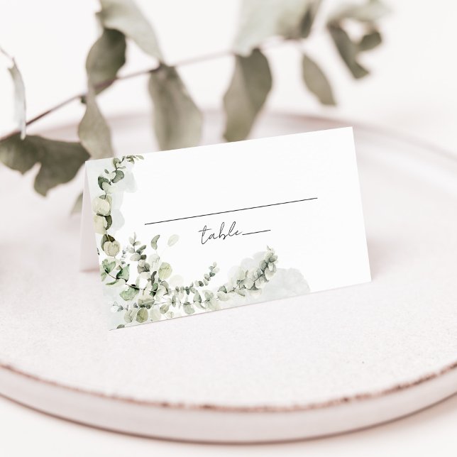 Carte De Placement Eucalyptus mariage Vert Élégant (Créateur téléchargé)