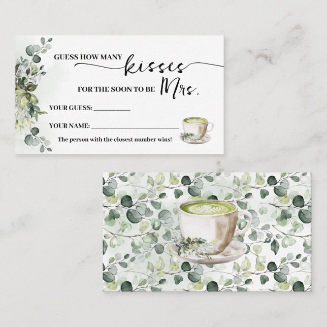 Carte De Placement Eucalyptus Matcha How many Kisses for Mrs Card (Devant / Derrière)