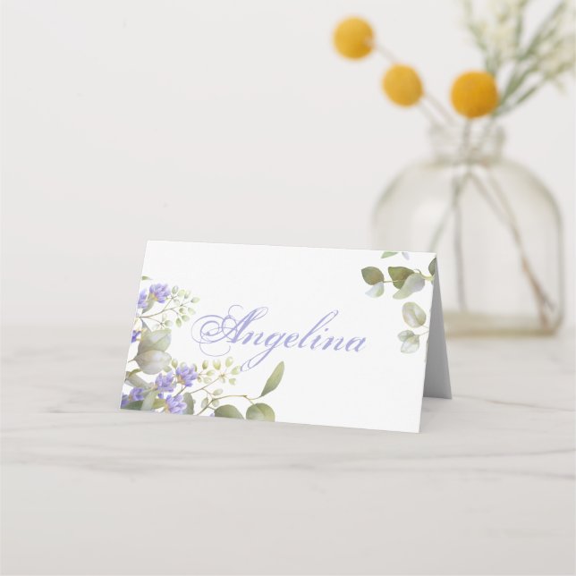 Carte De Placement Eucalyptus romantique et Mariage de lavande (Devant)