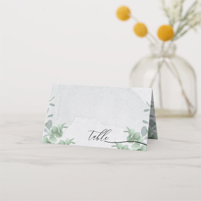 Carte De Placement Eucalyptus Simple Plaque propre Table Script (Devant)
