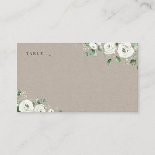 Carte De Placement Eucalyptus Verdure blanc floral rustique mariage