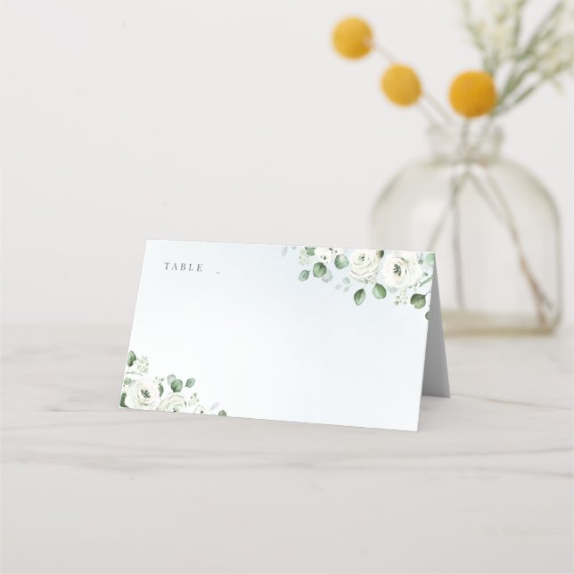 Carte De Placement Eucalyptus Verdure blanc floral rustique mariage (Devant)