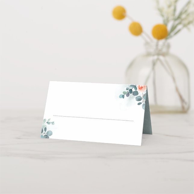 Carte De Placement Eucalyptus Verdure Branches Mariage Aquarelle (Devant)