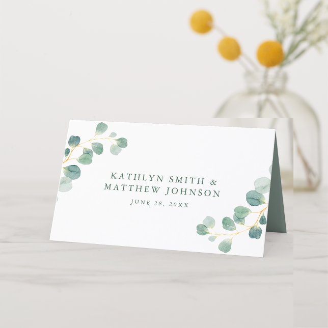 Carte De Placement Eucalyptus Verdure Moderne Élégant Mariage d'été (Créateur téléchargé)